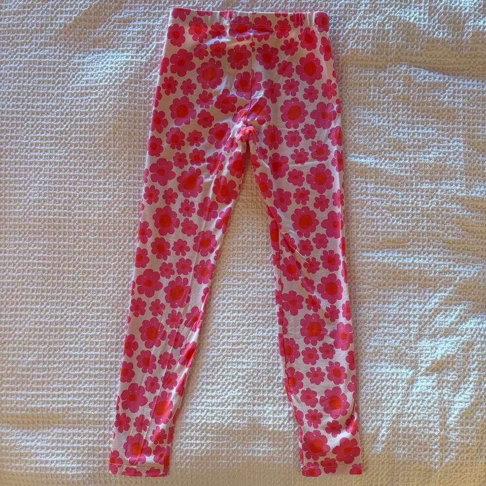 Cat & Jack Girls Pink Floral Leggings 10/12 Stretch Cotton